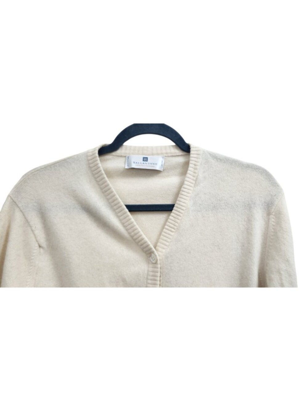 Vintage Ballantyne Scotland 100% Pure Cashmere Cream Long Cardigan Sweater M - Picture 4 of 12